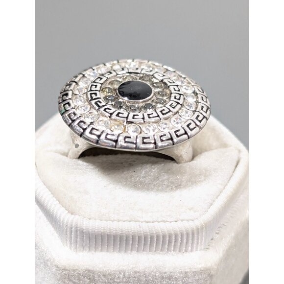 Premier Designs Cinema Ring Greek Key Crystal Cocktail Statement Size 8 - Picture 2 of 8